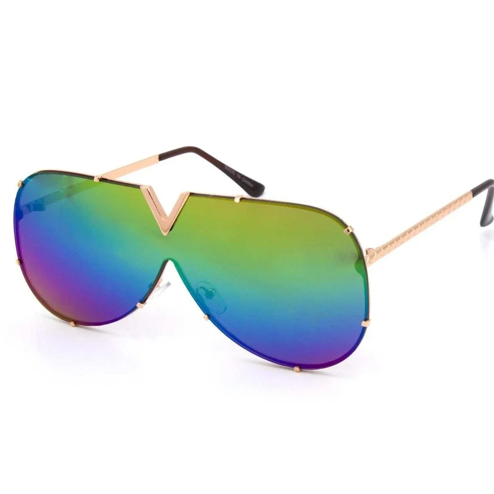 Sunglasses Womens Men Trendy Sun‎ Glasses Oversized Square Flat Lens Metal Frame
